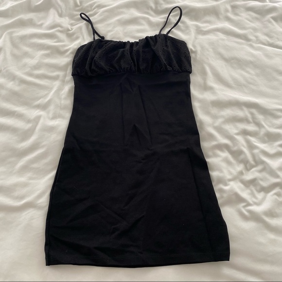 Bodycon Dress with Eyelet and Ruched Detail - Picture 2 of 6